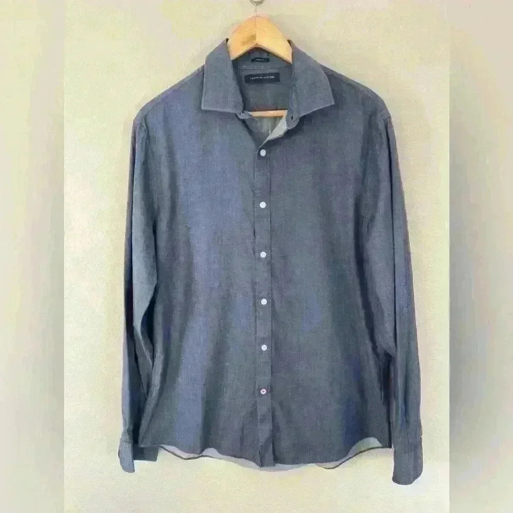 Tommy Hilfiger Slim Fit Long Sleeve Button Down Shirt Men's Size 16.5, 34/35